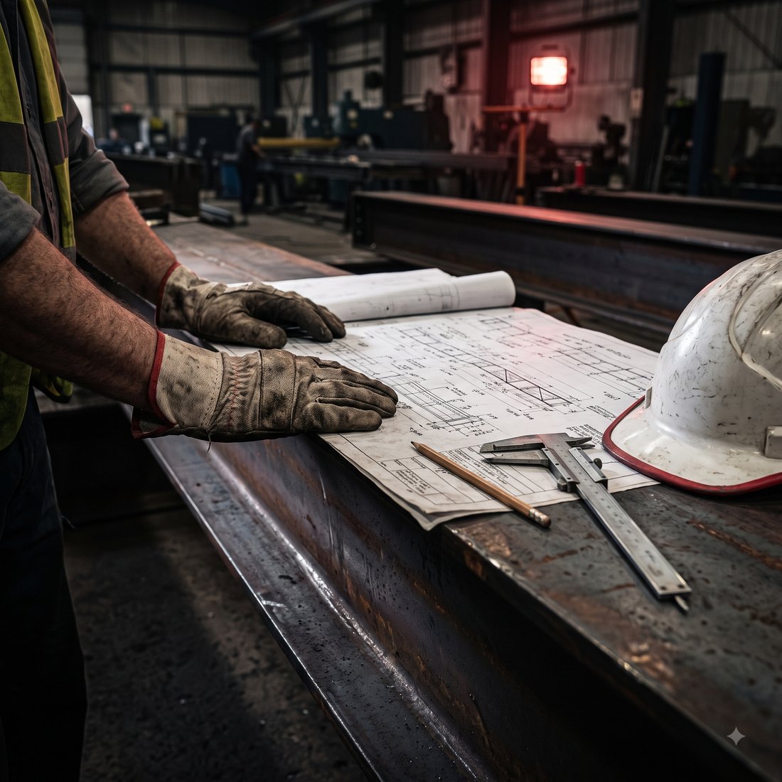 Metal X engineer reviewing structural steel shop drawings